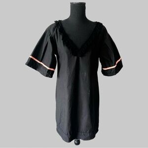 Maryley Black Ruffles Sundress Coverup Dress Made in Italy